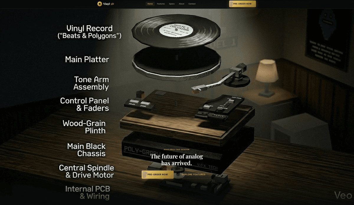 3D vinyl record interactive web experience screenshot