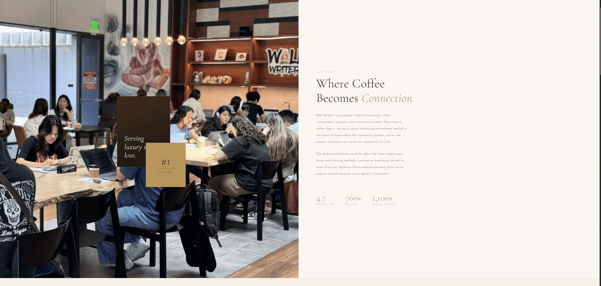 Wall Writers Coffee shop website screenshot