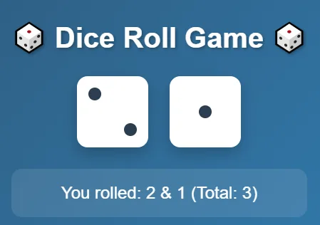 DiceRoll animated dice roller web app screenshot